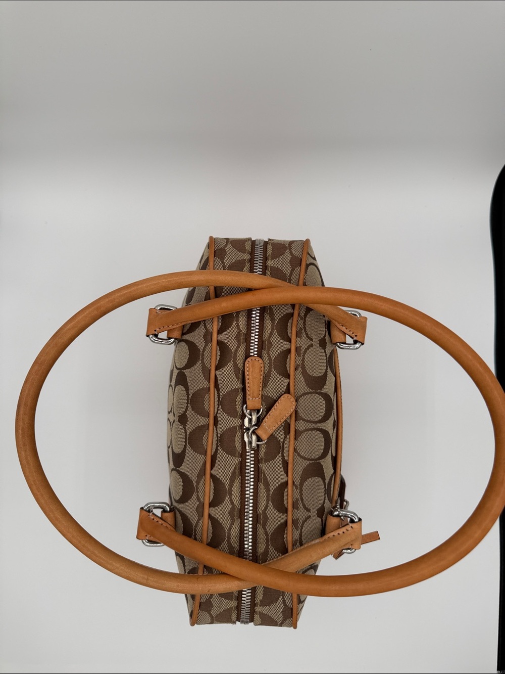 Coach Set Brown and Tan Signature Canvas Shoulder Dome Bag with Wallet 2000 - Picture 7 of 14